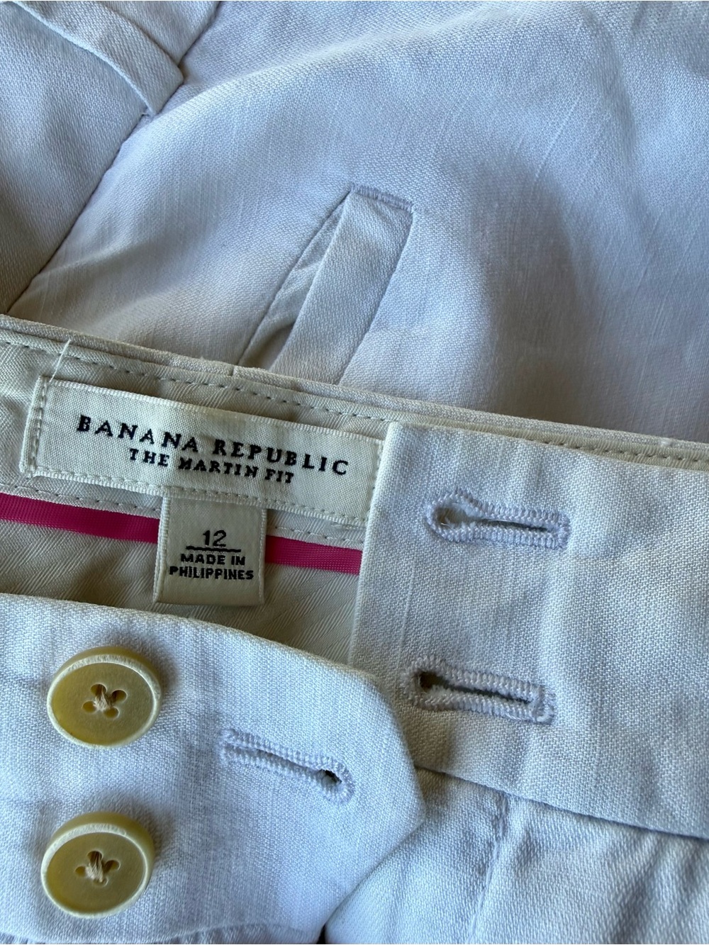Banana Republic * Linen Martin Fit White Pants Trouser * Size 12 - Picture 10 of 16